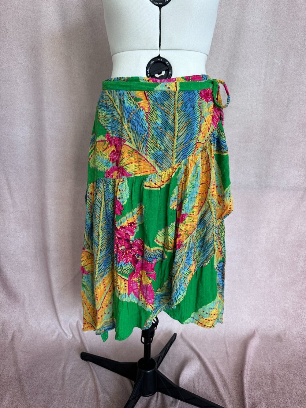 Cynthia Rowley L Green Tropical Wrap Skirt - Picture 3 of 6